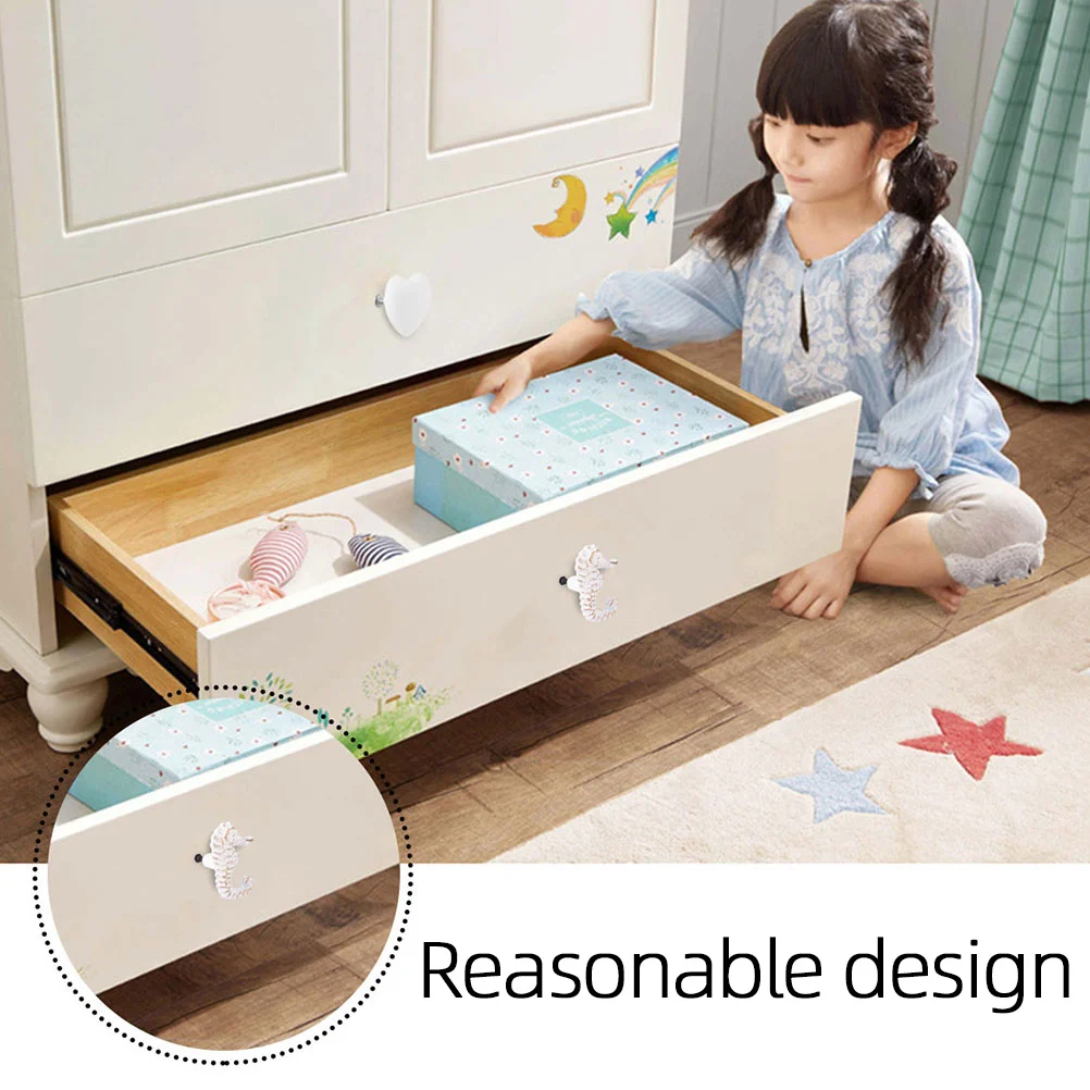 

2Pcs Sea Horse Shape Drawer Pull Single Hole Cabinet Door Handle Ocean Theme Knob Durable Iron Furniture Hardware