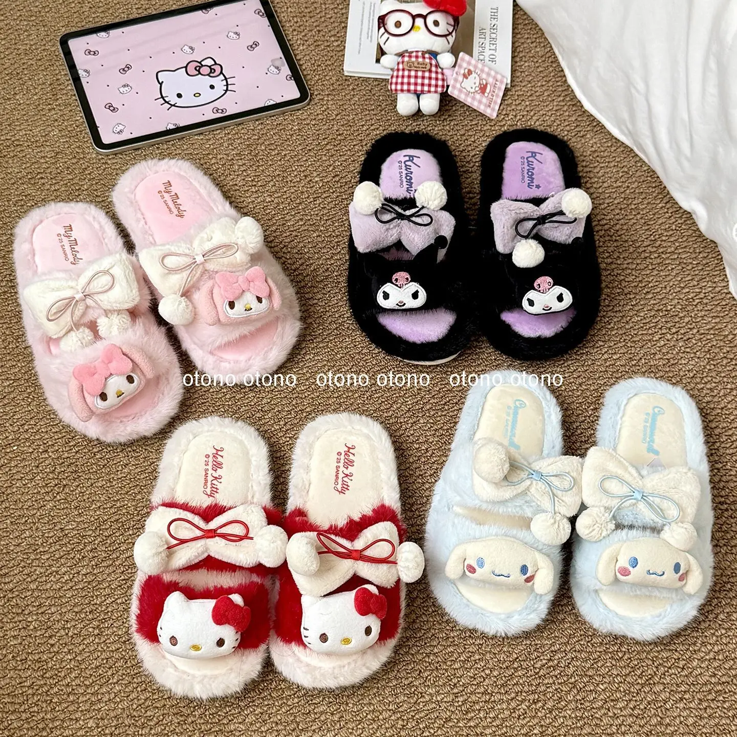 Sanrio Cinnamoroll pure desire style cartoon cute slippers creative Kawaii girls winter warm anti-slip home cotton slippers gift