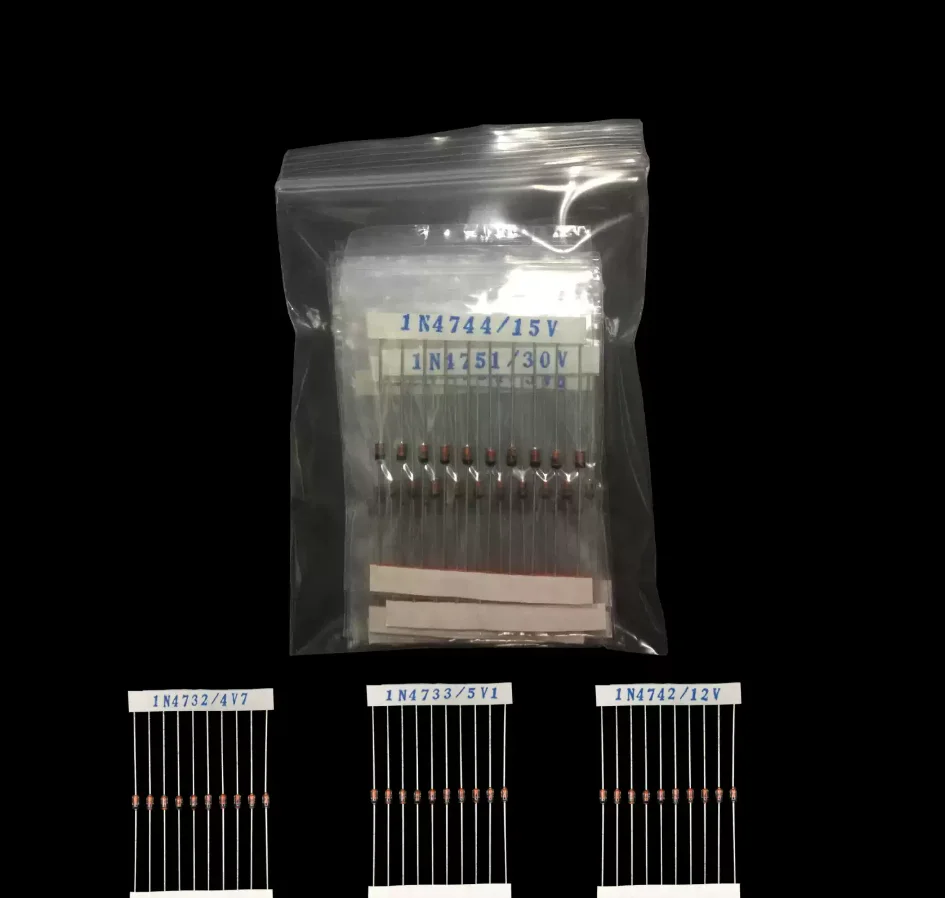 28Values*10pcs=280pcs 1W Zener Diode Kit 1N/IN4742A Assort 3.3V 3.6V 3.9V 4.3V 4.7V 5.1V 5.6V 6.2V 6.8V 7.5V 8.2V 9.1V 10V...47V