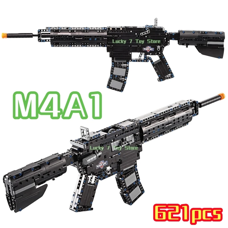 

621 шт. M4A1 модель штурмовой винтовки, строительные блоки, военное армейское оружие, съемный имитация пистолета, кирпичи, детские рождественские подарки