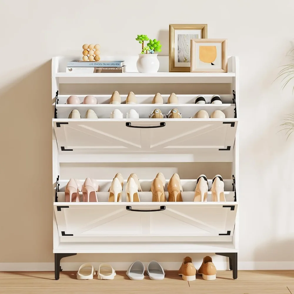 خزانة تخزين الأحذية قائمة بذاتها مع أدراج وأرجل قابلة للطي لمنظم المدخل