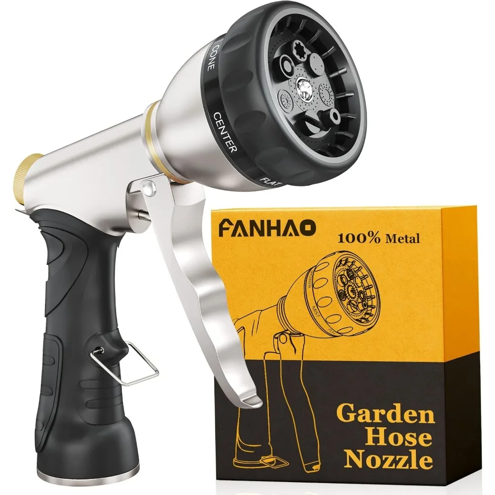 

FANHAO Garden Hose Nozzle, 100% Heavy Duty Metal Water Hose Nozzle Sprayer with 7 Spray Patterns, High Pressure Hand Sprayer wit