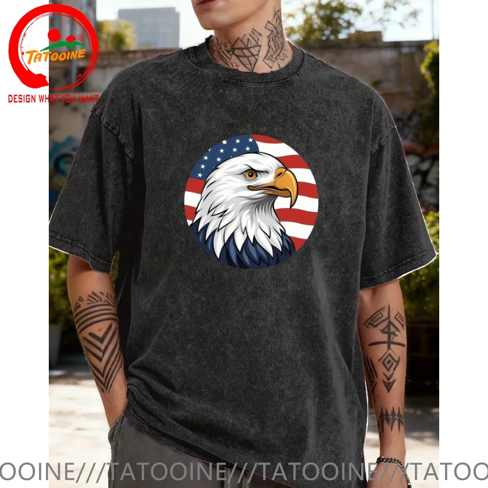

Дизайн американского флага, футболка с изображением орла США, мужская винтажная хлопковая футболка, модная модная футболка, повседневная одежда, футболка