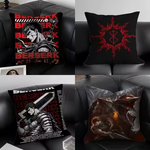 Fighting Comics BERSERK-Anime Pillow Case Anti-dustmite Pillowcase Invisible zipper silky short plush Sofa cushion cover