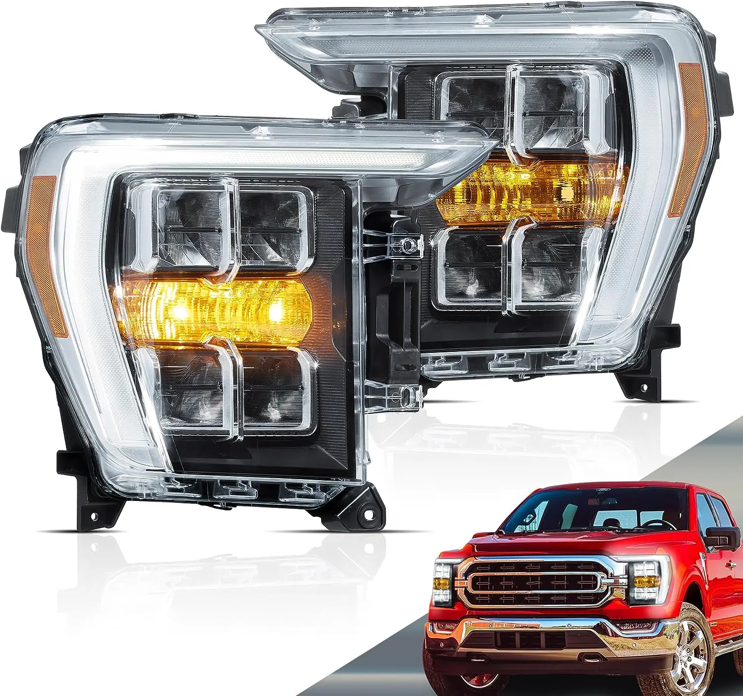 Plug And Play Full LED Front Headlights With Long Service Life For 14Th Gen Ford F150 2021-2023 Pickup Auto Lamp Components