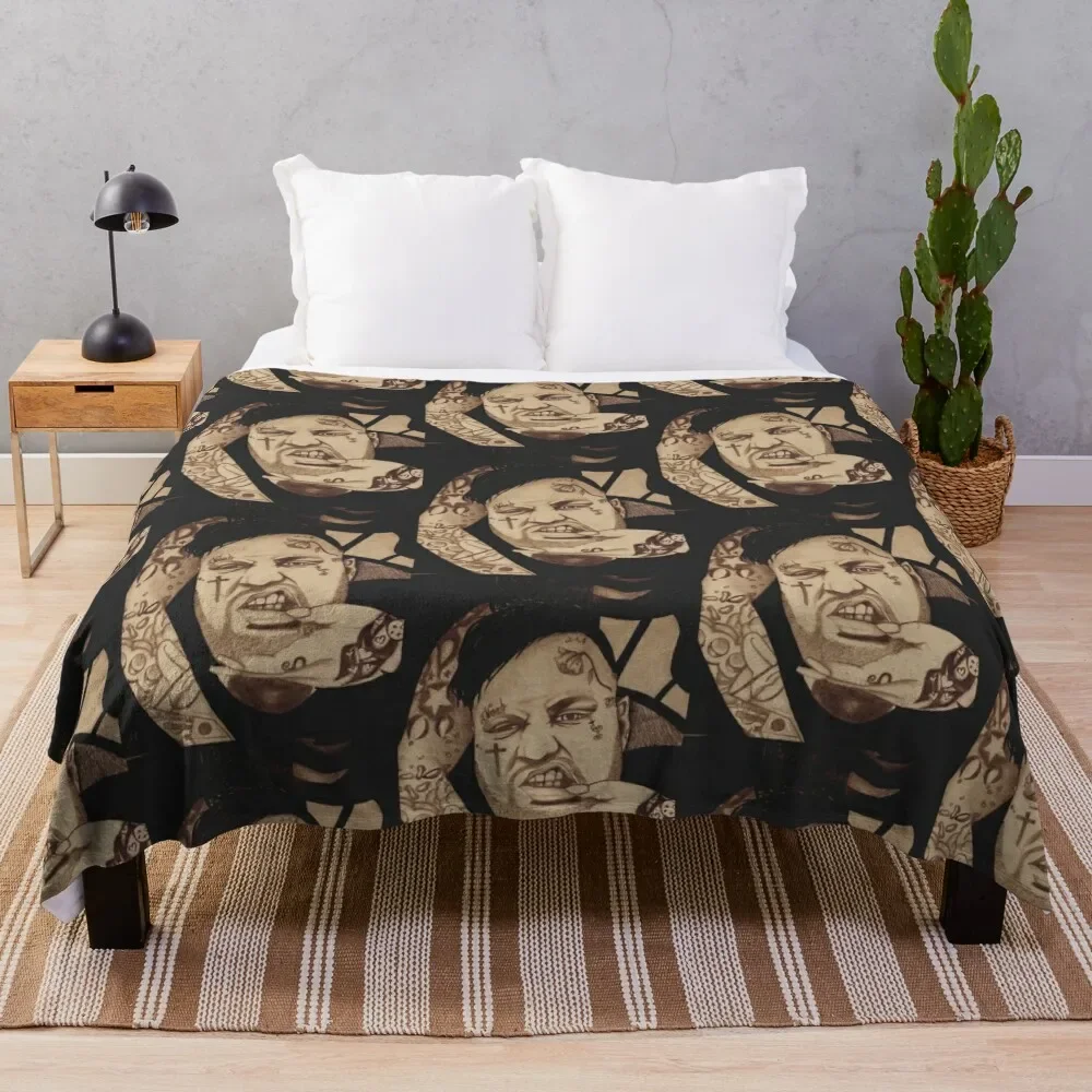 Jelly Roll Hand Drawn Portrait Throw Blanket For Decorative Sofa Heavy Thin Blankets