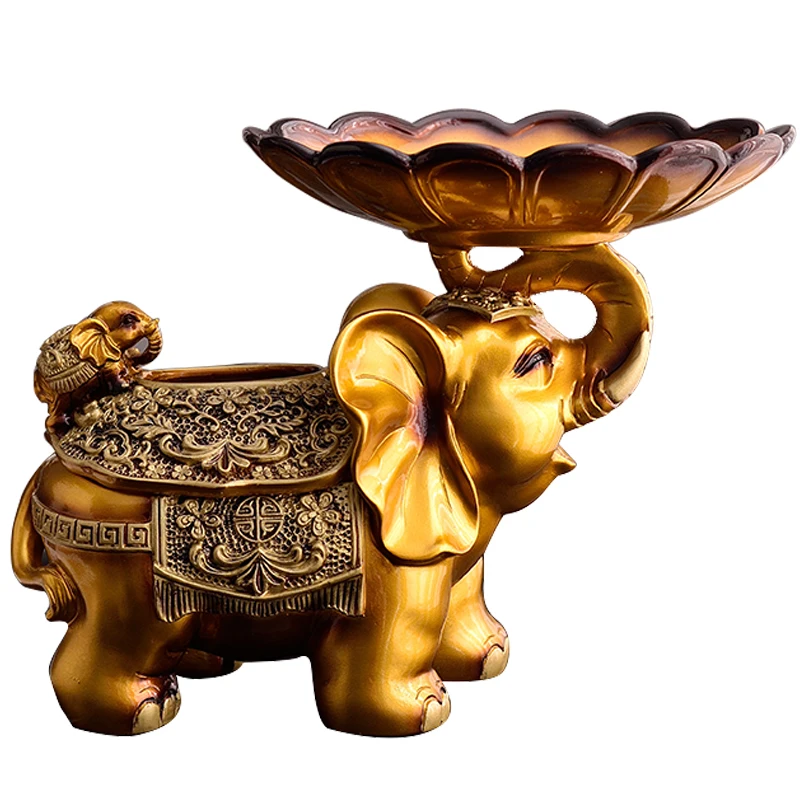 Fortune Bring Elephant Tissue Box Creative Decoration Living Room Coffee Table Household Wood Fruit Plate Dried Fruit Tray