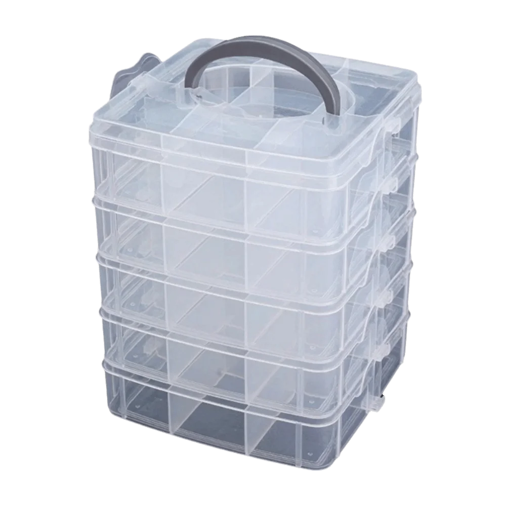 4/5/6-Layer Stackable Transparent Storage Box Organizer Handheld Multi-layer Storage Box Portable Tool Storage Box Sorting
