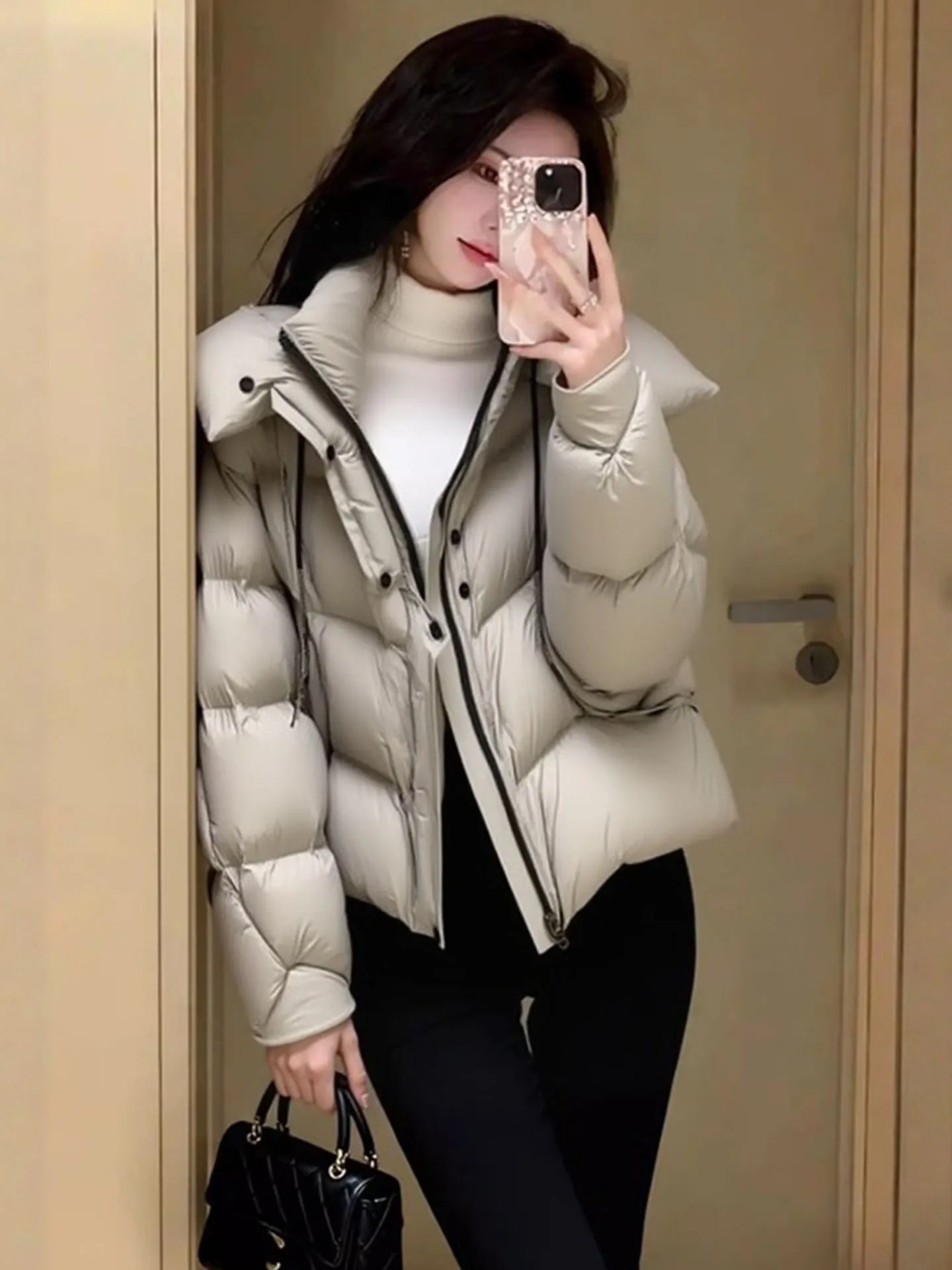 

Уникальное женское пальто ort Puffer Jaet, зима 202, новое корейское пальто для хлеба, верхняя одежда, стеганое пальто Sli, теплое