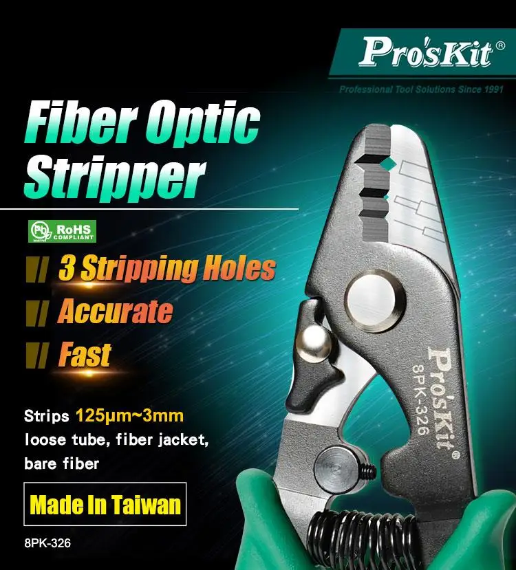 Proskit Optical fiber wire stripper Wire stripper Cutting, stripping and crimping pliers Multi-function wire stripper 8PK-326