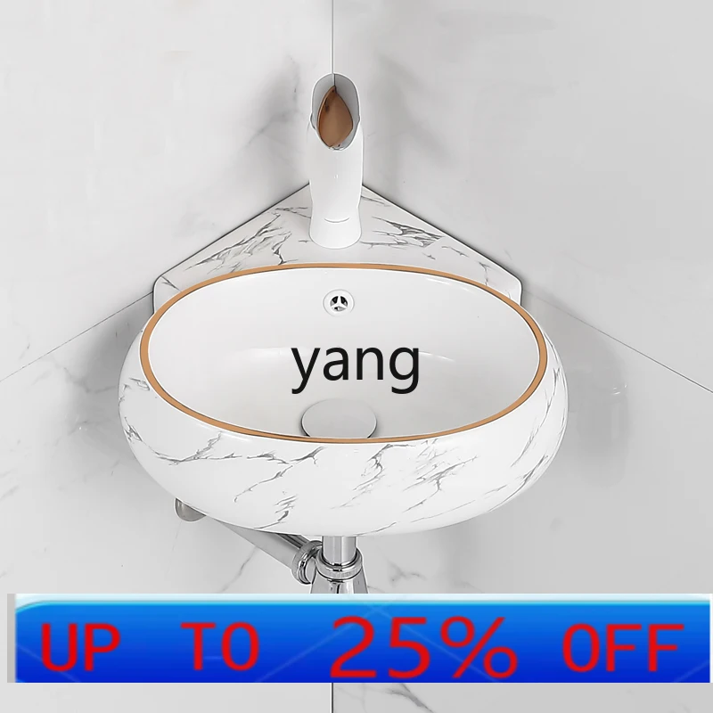 

LMM wall-mounted ceramic washbasin mini bathroom balcony triangular Phnom Penh washbasin