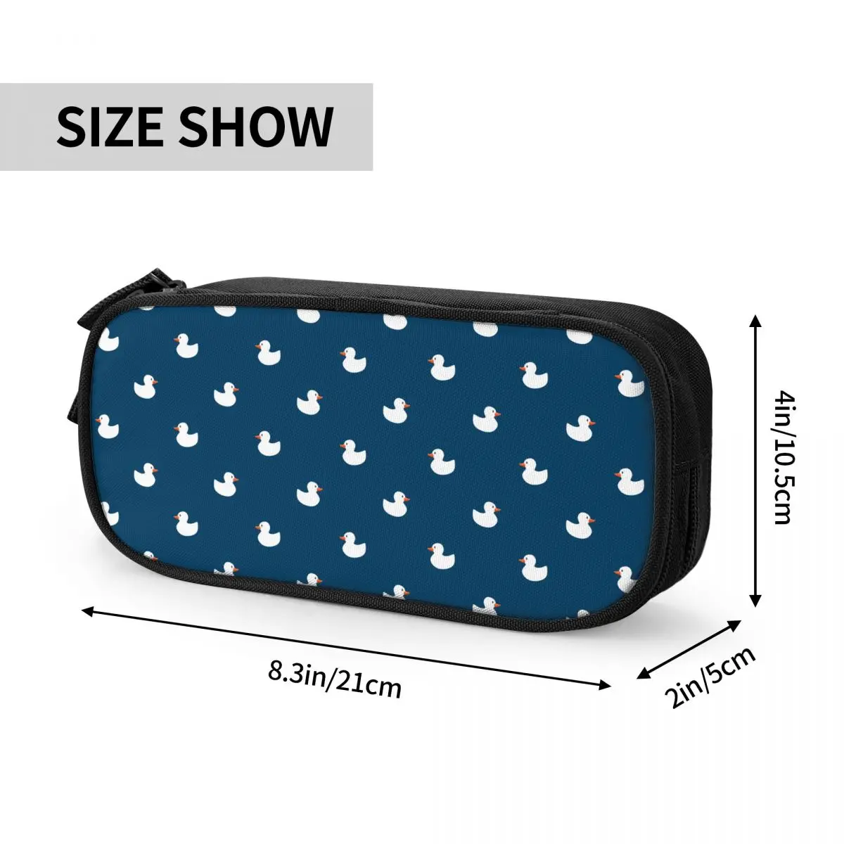 Cute Ducks Pattern Pencil Cases, Pen Bags para crianças, Grande capacidade, Office Zipper Pencilcases