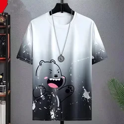 Cartoon Little Bear Print T Shirt For Men Casual O-neck Short Sleeve Tops Street Trend Harajuku Men's Clothes Fashion Loose Tees