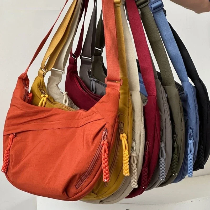 Trendy Women's Soft Cloth Shoulder Bag Solid Color Student Casual Style Big Handbags Crossbody Bags for Women Shoulder Hobos Bag