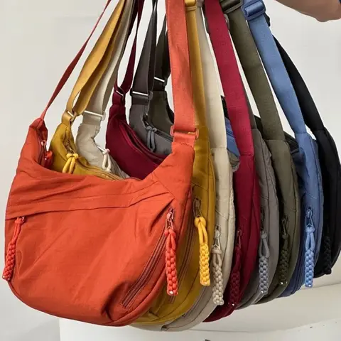 Bolso de hombro de tela suave a la moda para mujer, bolsos grandes de estilo informal para estudiantes de Color sólido, bolsos cruzados para mujer, bolso Hobos de hombro
