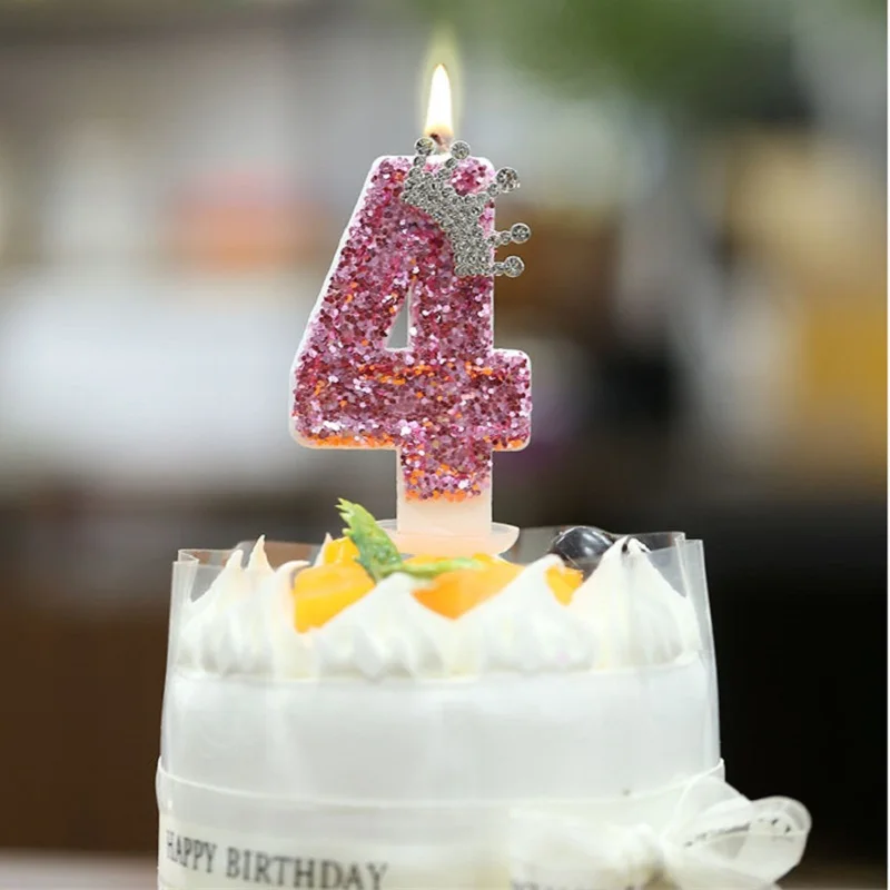 Pink Number Birthday Candle Girl Cake Decoration Candle Sparkles Party Supplies Room Decor Girl Surprises Table Center Candles