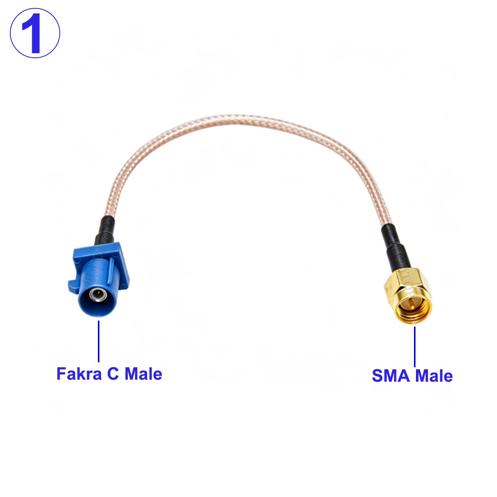1Pcs Fakra C/Z Male Plug to SMA Male Connector Car GPS Navigation Antenna Extension Cord RG316 RF Coax Pigtail Jumper Cable