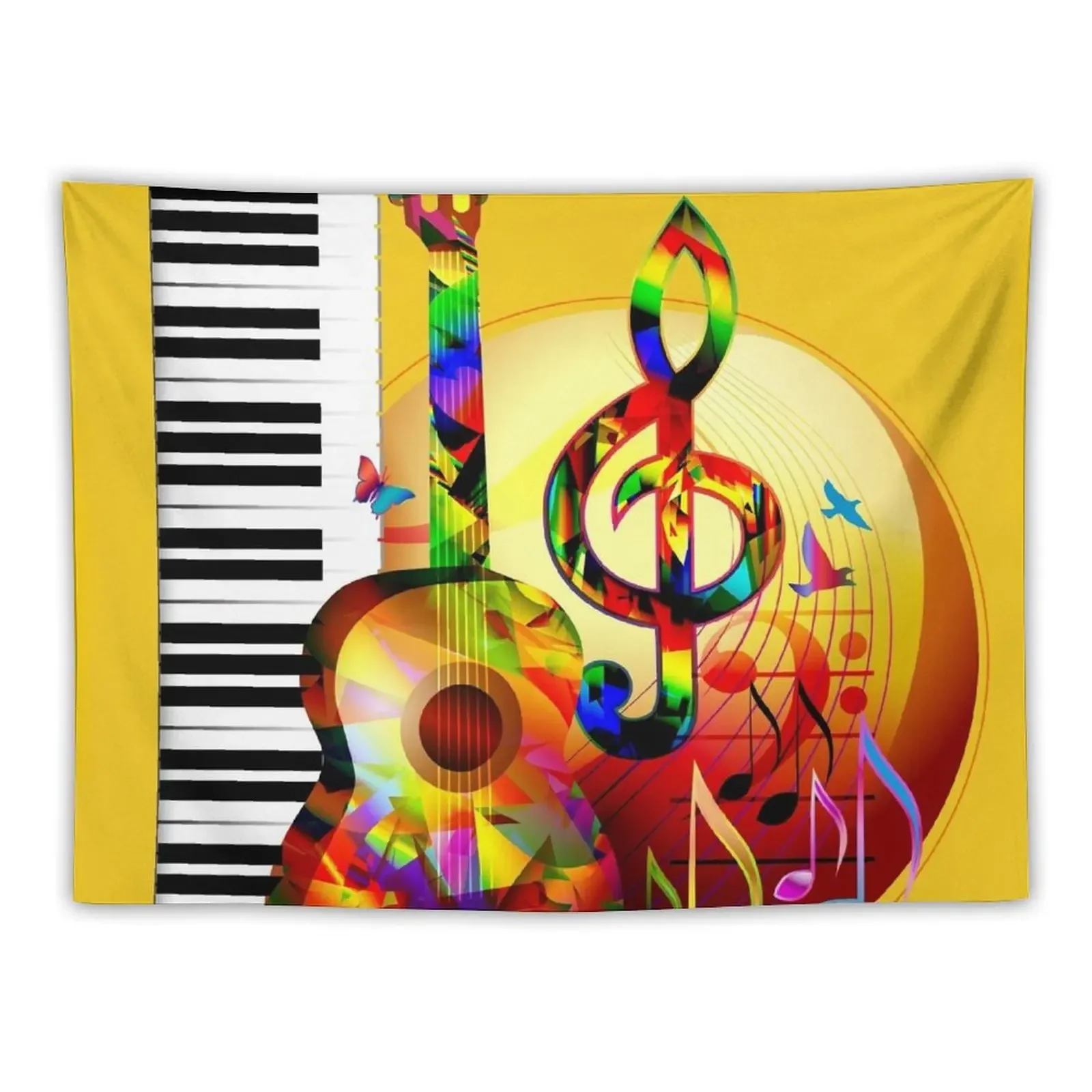 Colorful music instruments design Tapestry Decor For Room Room Decorating Aesthetic Bathroom Decor Tapestry