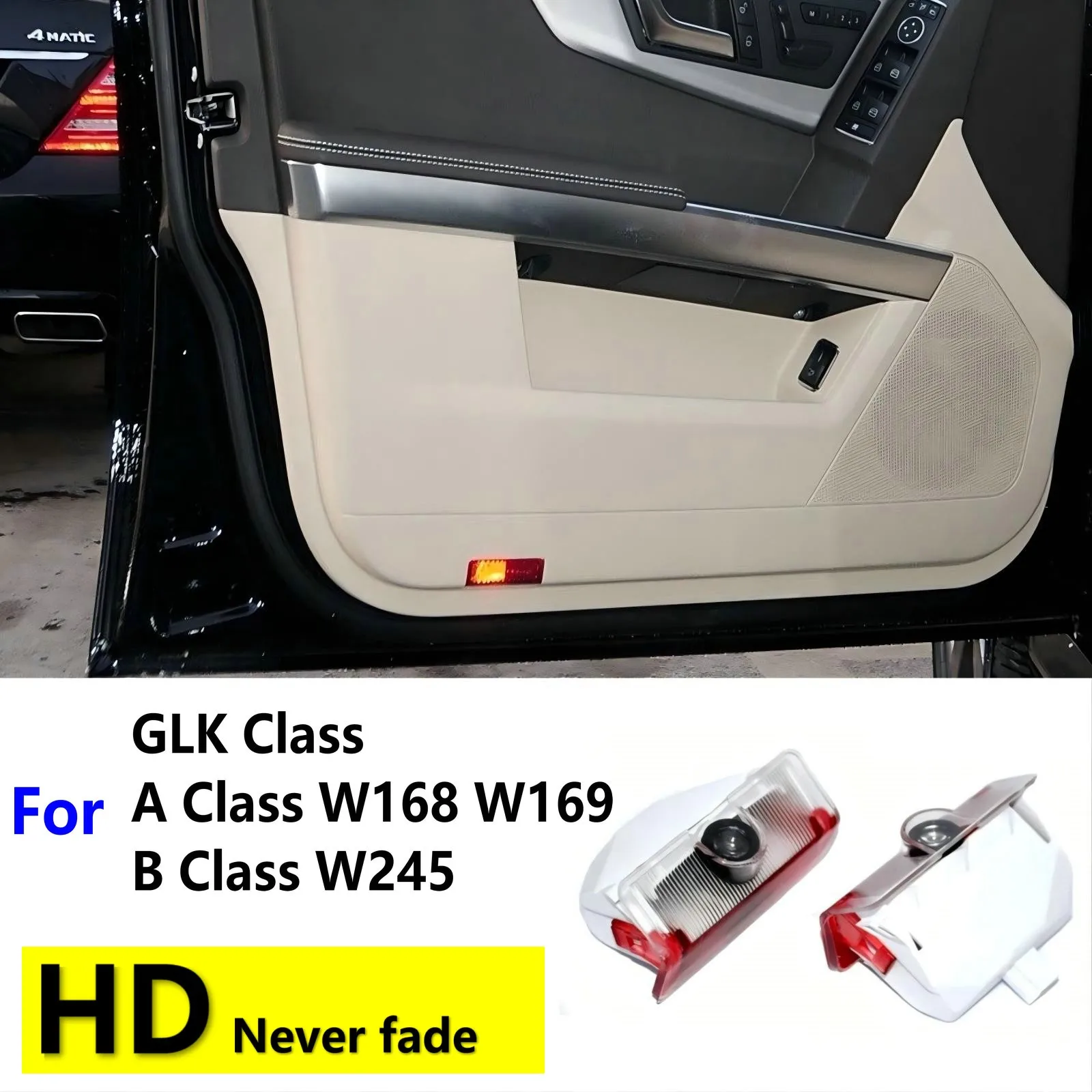 

2PCS HD Car Led Door Welcome Light Projector Lamp Accessories For Mercedes Benz GLK X204 2008-2015 Amg A W168 W169 B Class W245
