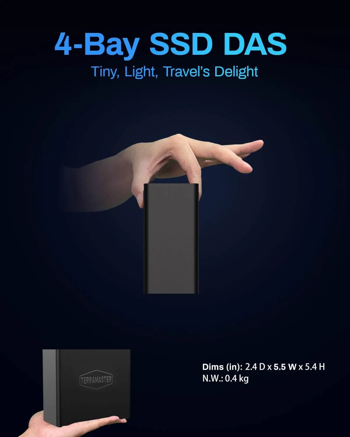 TERRAMASTER D4 SSD NVMe Enclosure - 40Gbps 4Bay, USB Storage Type-C (Diskless)