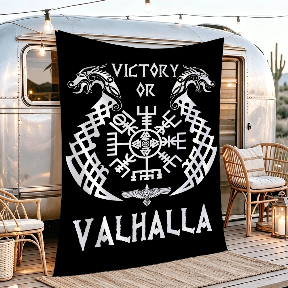 Viking Design Victory Or Valhalla flag Campsite Atmosphere Hanging Banner Outdoor Garage Party Decor Advertising