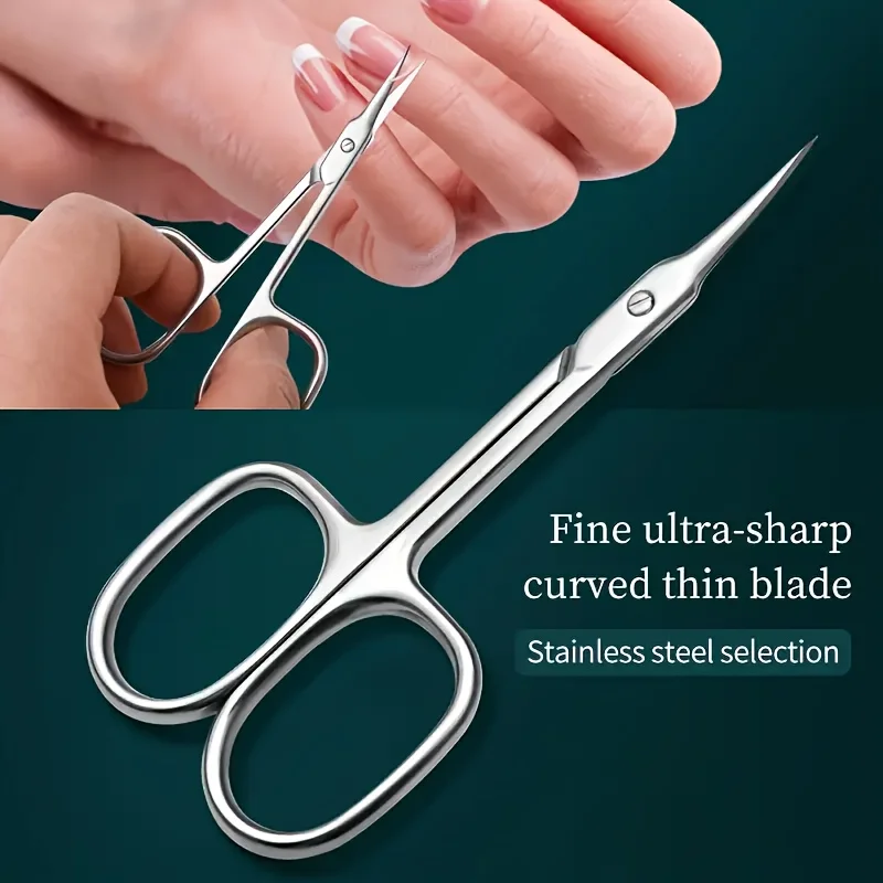 Left hand nail beauty tool, stainless steel cuticle nipper, fine ultra-sharp curved thin blade, fragrance-free