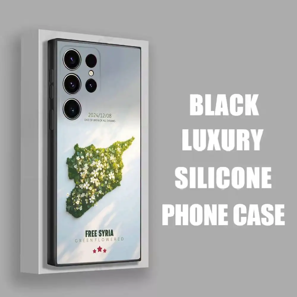 เคสโทรศัพท์ลายธงชาติซีเรีย สำหรับ Samsung S25,S24,S21,S22,S23,S30,Ultra,S20,Plus,Fe,Lite,5G สีดำ