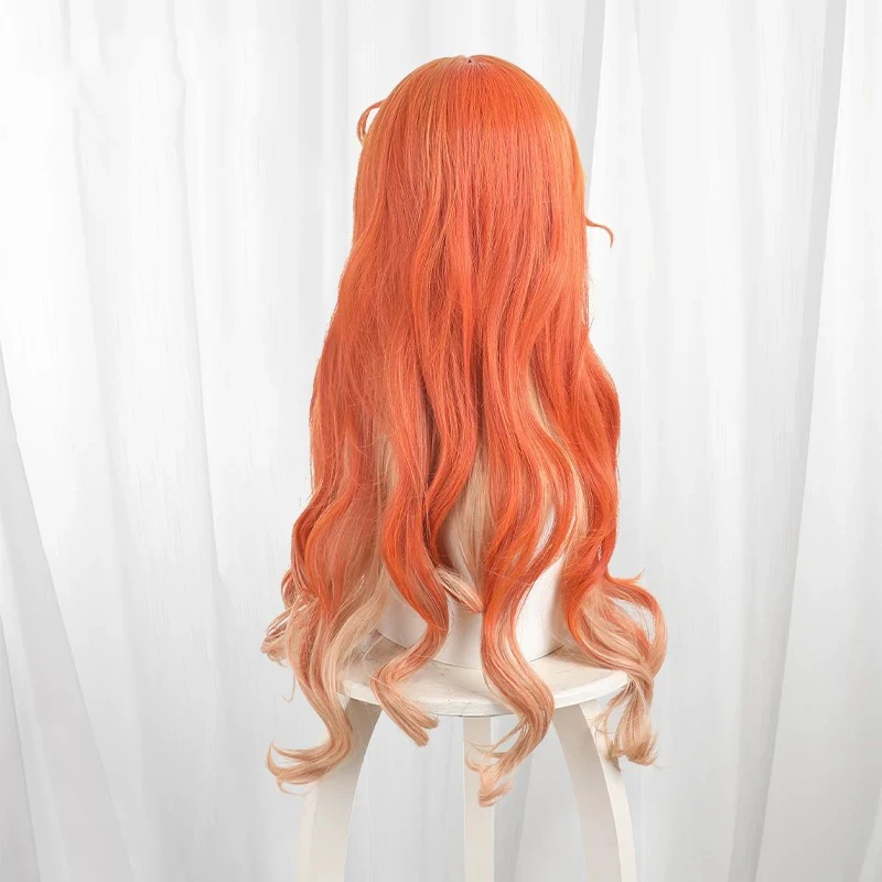 Game Wuthering Waves AUGUSTA Cosplay Wig Women Lolita Orange Curly Hair Heat Resistant Synthetic Wigs Halloween Prop