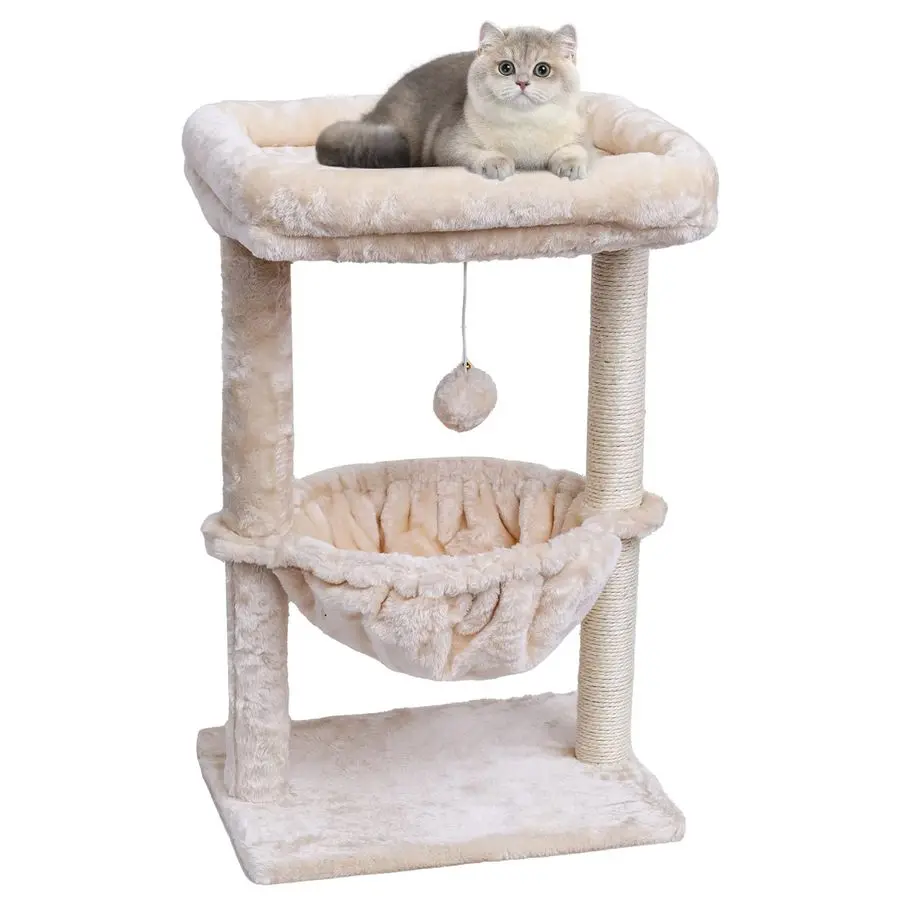 

Небольшое кошачье дерево для домашних кошек, игровая полка-когтеточка для котят, мебель для кошек с корзиной и подвесным мячиком