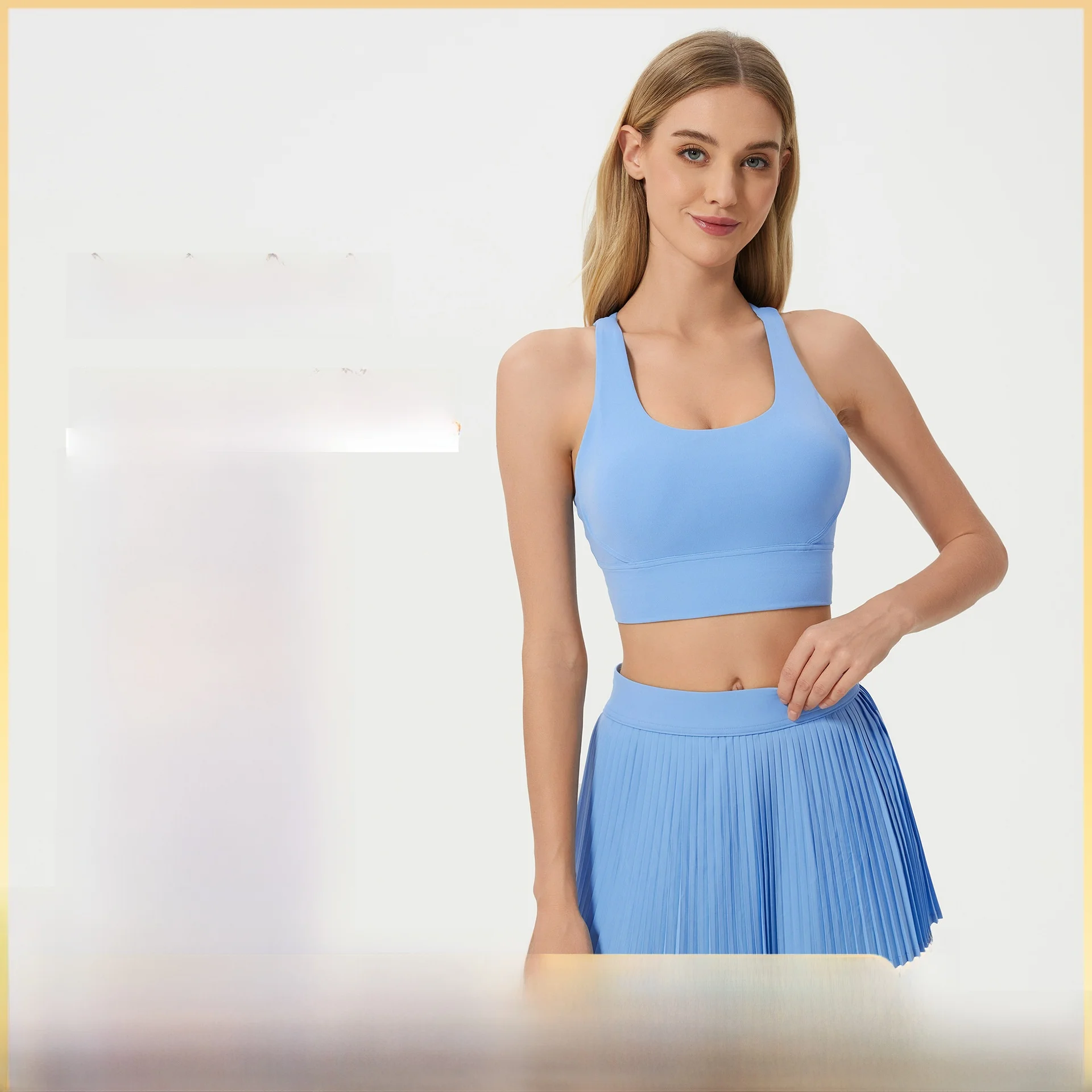 

Naked Sense Women's Sports Bra High Strength Fitness Yoga Underwear Cross Beauty Back Gathered Parm D25050