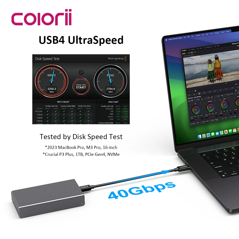 Imagem -06 - Colorii-gabinete Ssd Nvme com Display Led Cabo para Thunderbolt Usb 3.2 3.1 3.0 b Mais m M-key 40gbps Usb M.2