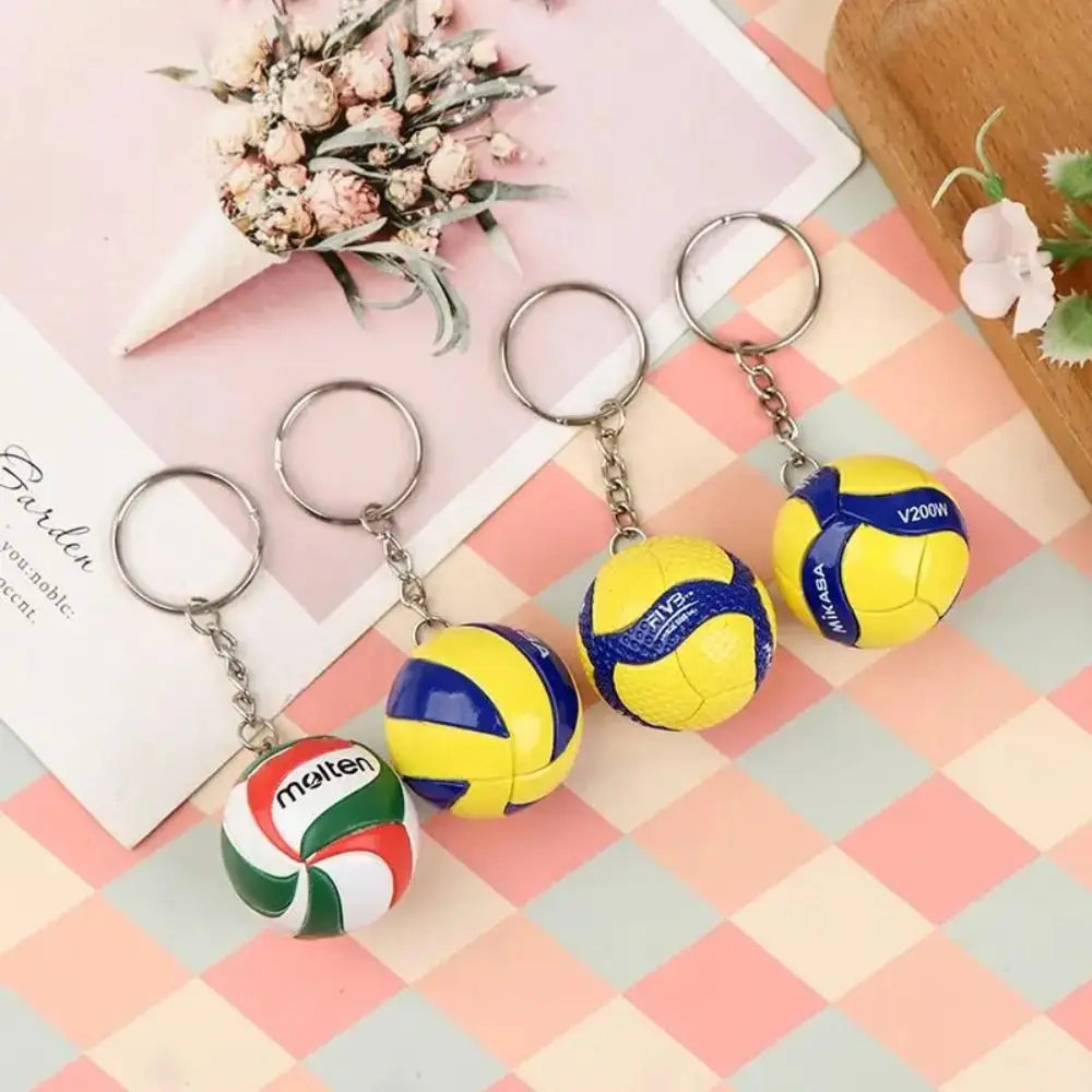 Porte-clés de volley-ball en PVC, Mini ballon de plage, porte-clés de sport, Souvenir créatif, décoration de clé de dessin animé pour hommes et femmes, ventilateur de volley-ball