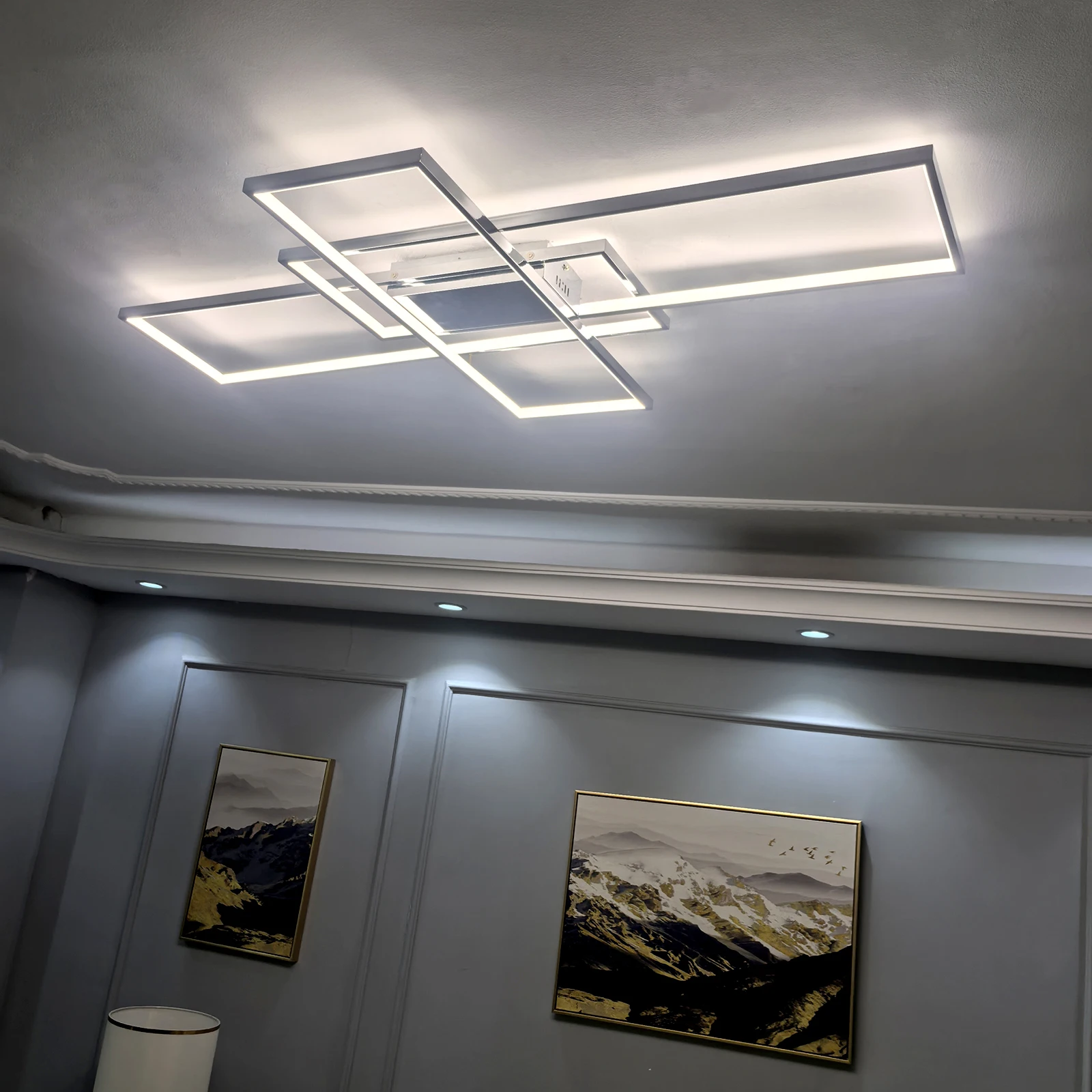 Luces Led de techo modernas para sala de estar y dormitorio, lámparas de aluminio rectangulares para hogar inteligente, 85-265V, Blanco/Negro, Alexa