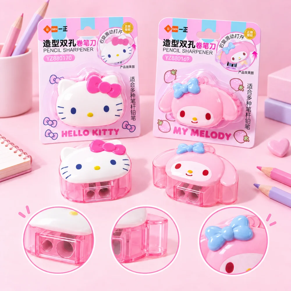 Genuine Sanrio Hello Kitty My Melody Double Hole Pencil Sharpener Character Merchandise Stationery Supplies for Study Office Use