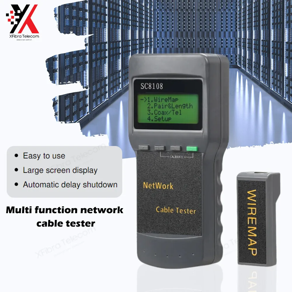 

SC8108 Portable Network Meter&LAN Phone Cable Tester Meter With LCD Display CAT5 RJ45