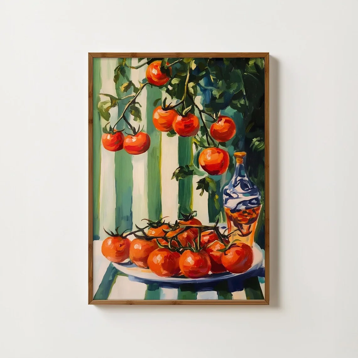 Sun-Kissed Tomato Harvest Wall Art - Lush Impressionist Print Evoking the Abundance of a Summer Garden. The rich red tomatoes