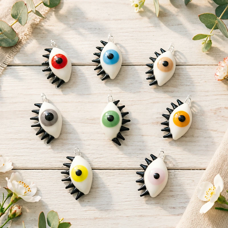 Dopamine Mini Eye Glass Pendant Colorful Creative Cute Eyeball Charms DIY Craft Jewelry Making Accessories For Handmade Lovers