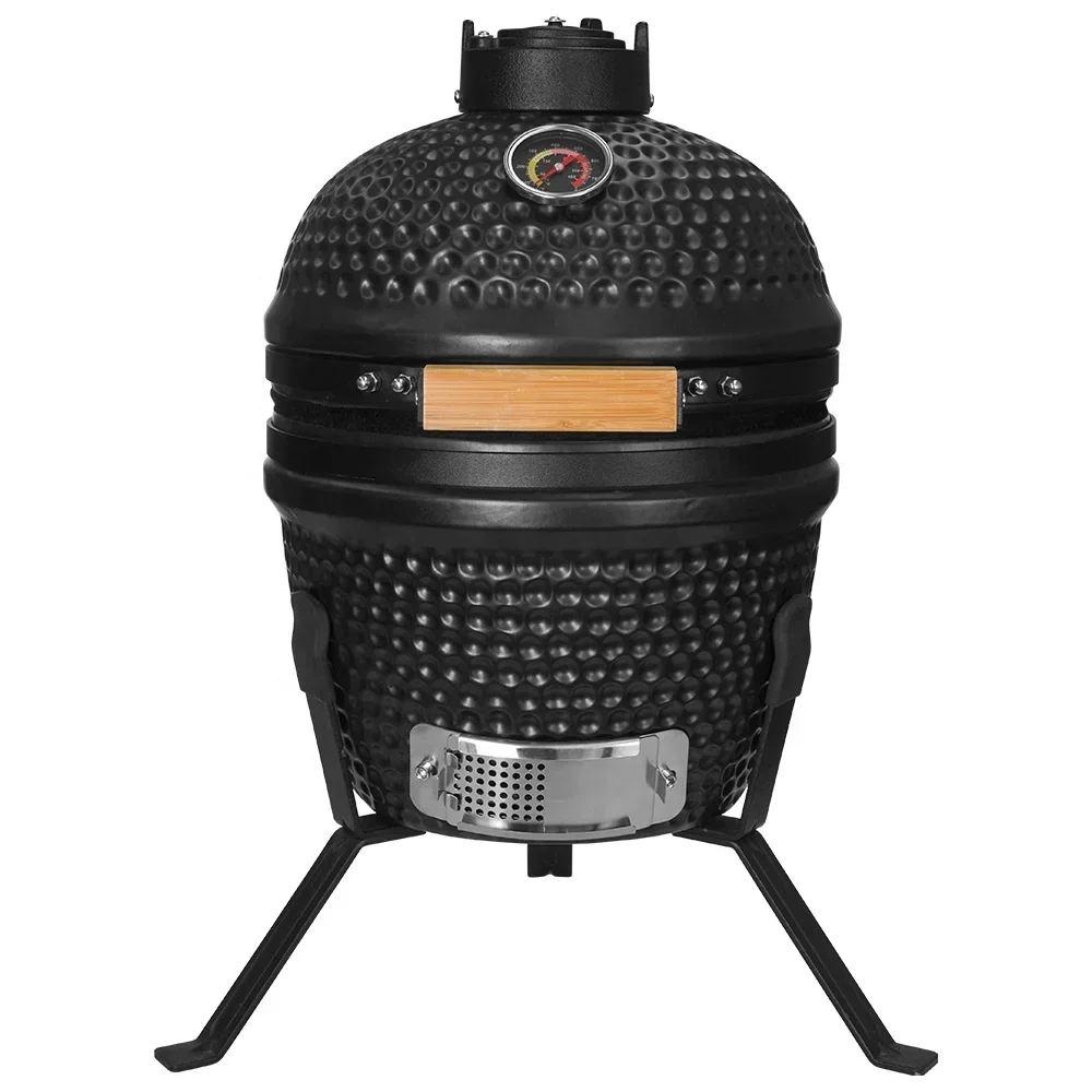 13inch Matte BLACK Portable Bbq Grills Egg Smoker Ceramic Charcoal Barbecue Kamado Mini