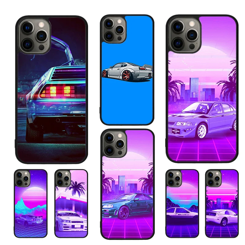 Skyline Silvia Cars Neon Synthwave Phone Case Cover For iPhone 16 15 14 12 13 mini 11 Pro MAX apple 6 7 8 Plus SE2020