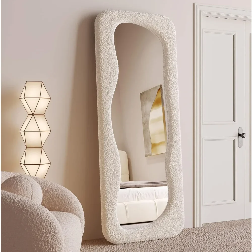 Full Length Mirror 63"x24", Irregular Wavy Mirror, Wave Arched Floor Mirror, Wall Mirror Standing Hanging