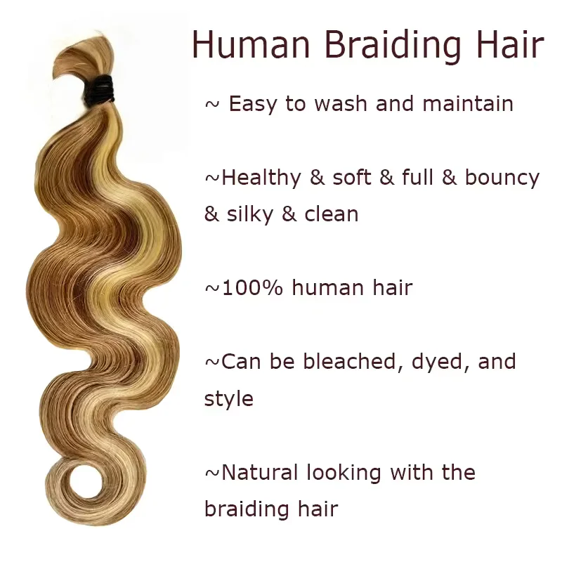 العسل شقراء P8/27/613 تسليط الضوء على شعر بشري لعذراء ملحقات السائبة الجسم موجة 10-30 بوصة ريمي الشعر البشري للتضفير