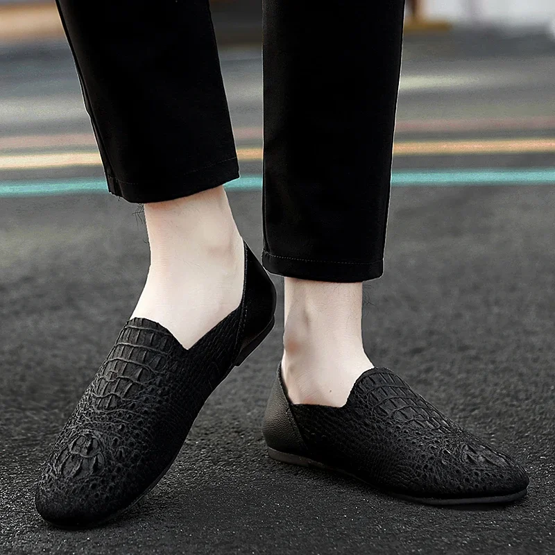 Mens Loafer Shoes Genuine Leather Luxury Fashion Casual shoes slip on Lightweight Comfortable Custom Made Crocodile Shoes