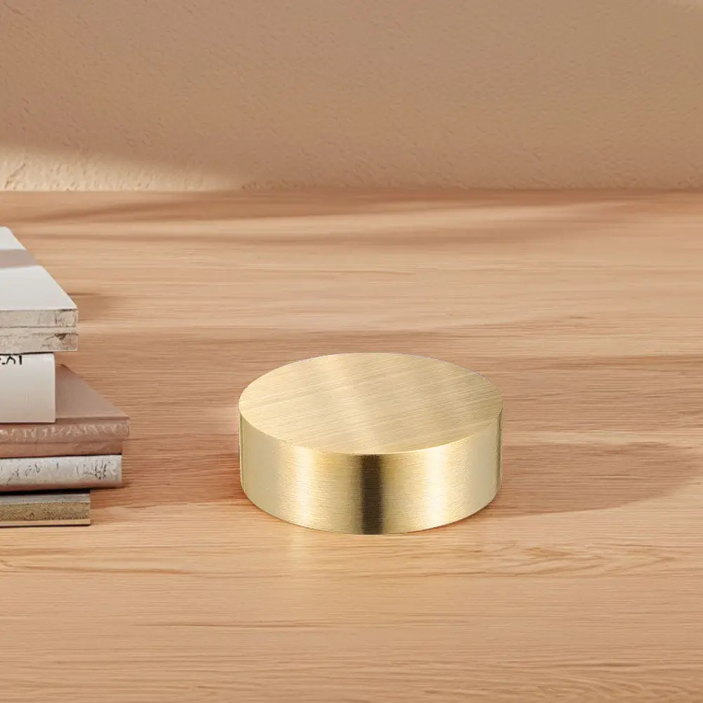 2Pcs Solid Round Brass Paperweight Heavy Metal Calligraphy Block for Desk Office Study Holding Paper Flat Decorative Paper