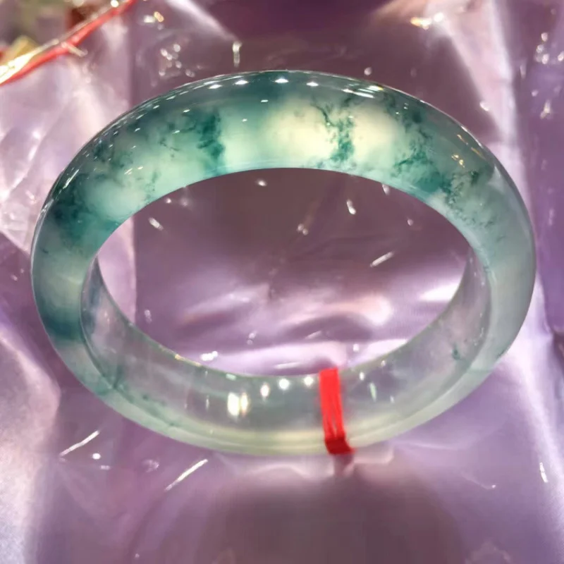 Natürliches Myanmar Old Mine A High Glass Jadeit Blue Green Flower Round Jade Armband Zertifikat