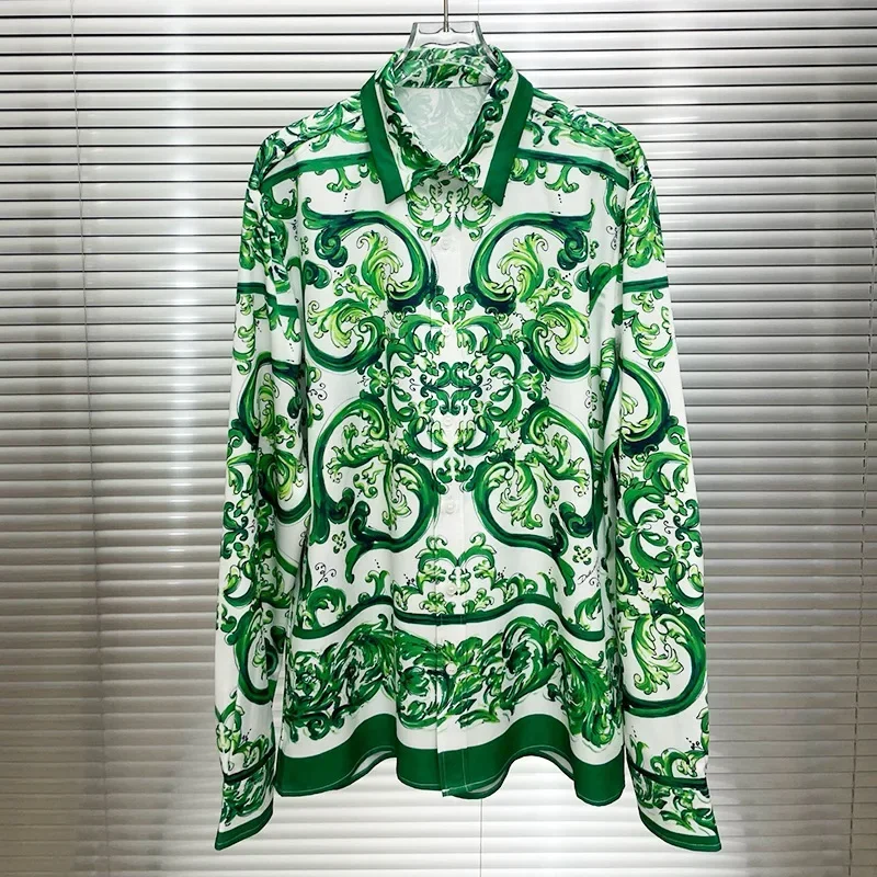 

Рубашка с длинным рукавом с цветочным принтом в королевском стиле, мужская одежда, повседневные рубашки для выпускного вечера Manga Longa, Camisas Social Masculina De Luxo