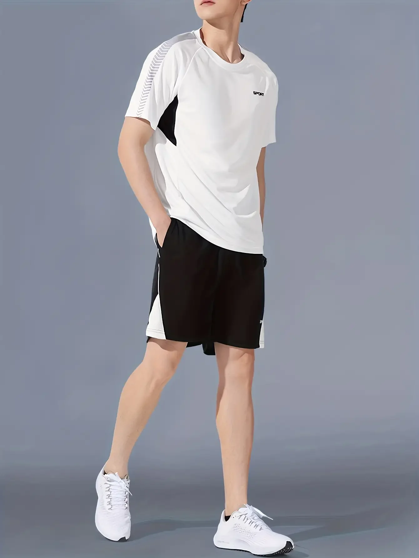 طقم ملابس رياضية عصرية للرجال مكون من 4 قطع، تي شيرت وشورت للعضلات بأكمام قصيرة، طقم شاطئ، ملابس رياضية