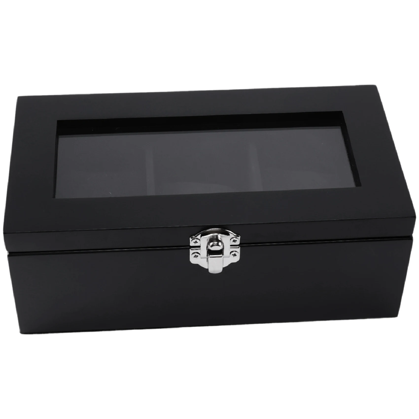 3 Slots Wooden Watch Display Case, Glass Topped Wooden Watch Display Case Watch Jewelry Organizer,Black