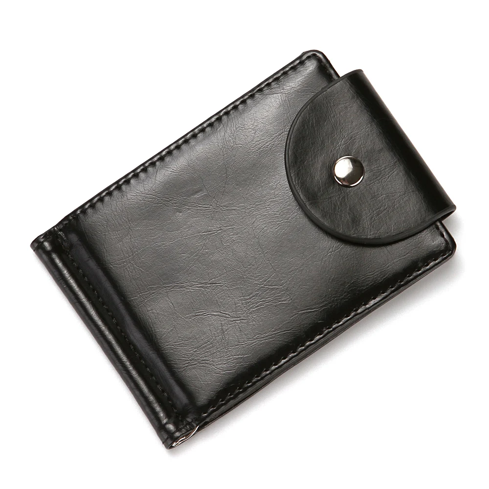 Men\'s Slim Wallet Money Clip Coin Holder Minimalist Cash Clip Leather Purse for Men Luxury Brand Designer Male Card Wallet Hasp