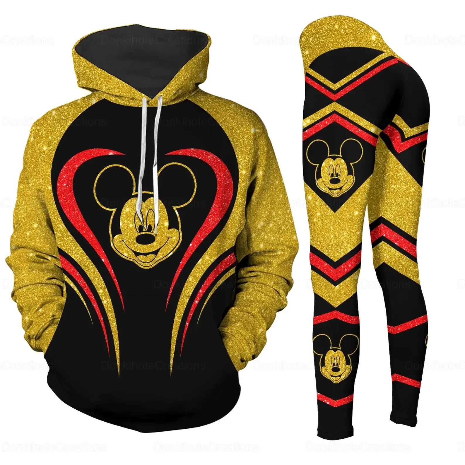 Custom Name Disney Mickey Mouse 3D Hoodie Women\'s Hoodie Yoga Pants Set Disney Mickey Yoga Sweatpants Hoodie Fashion Sports Suit