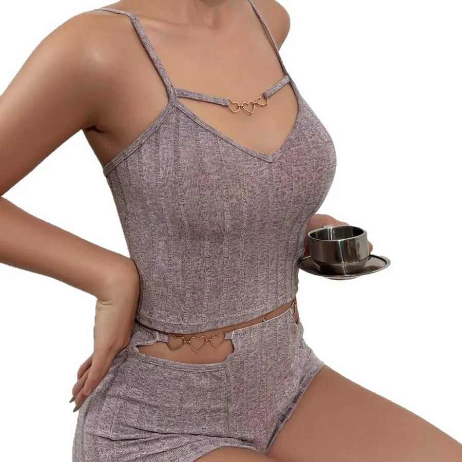 ملابس نوم قصيرة الأكمام ملابس مثيرة للنساء بيجامات صيفية طقم بيجامات نسائي ملابس منزلية طقم ملابس داخلية نسائية للنوم #3